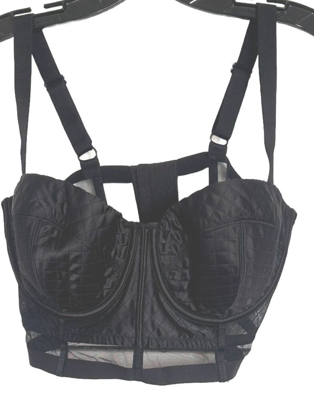 Victoria’s Secret Very Sexy Black Quilted Mesh Longline Bustier Bra - 36DD EUC